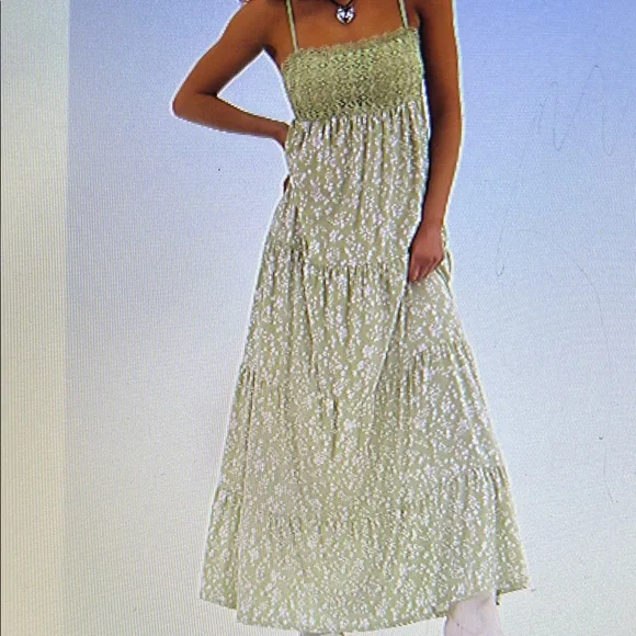 No Boundaries Dresses No Boundaries Green Smocked Maxi